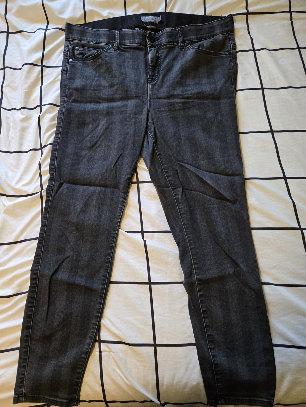 Torrid Women's Black And Gray Striped Supersoft Bombshell Skinny Jeans